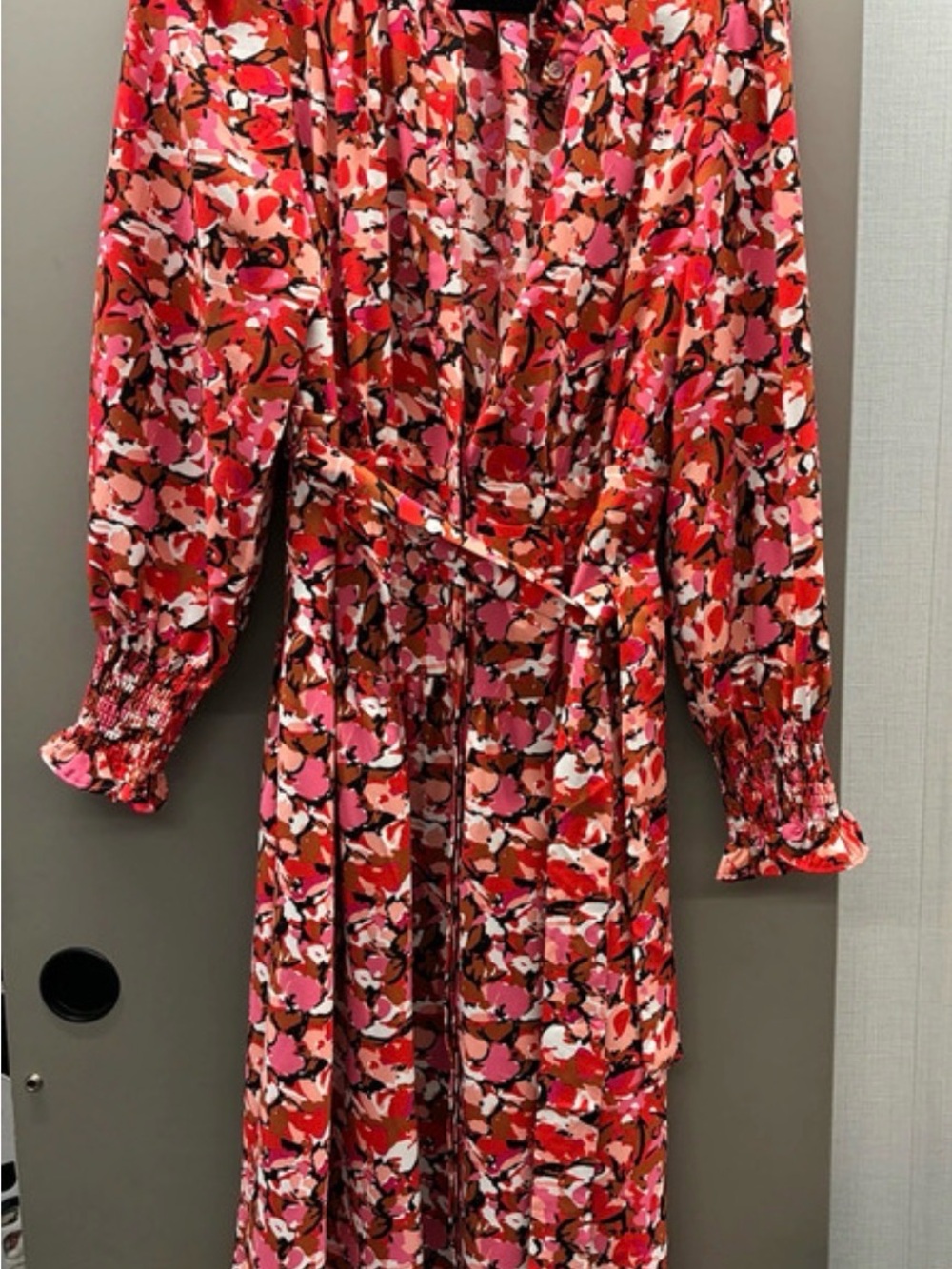 Pinch Pink and Red Floral Long Sleeve Wrap Dress
